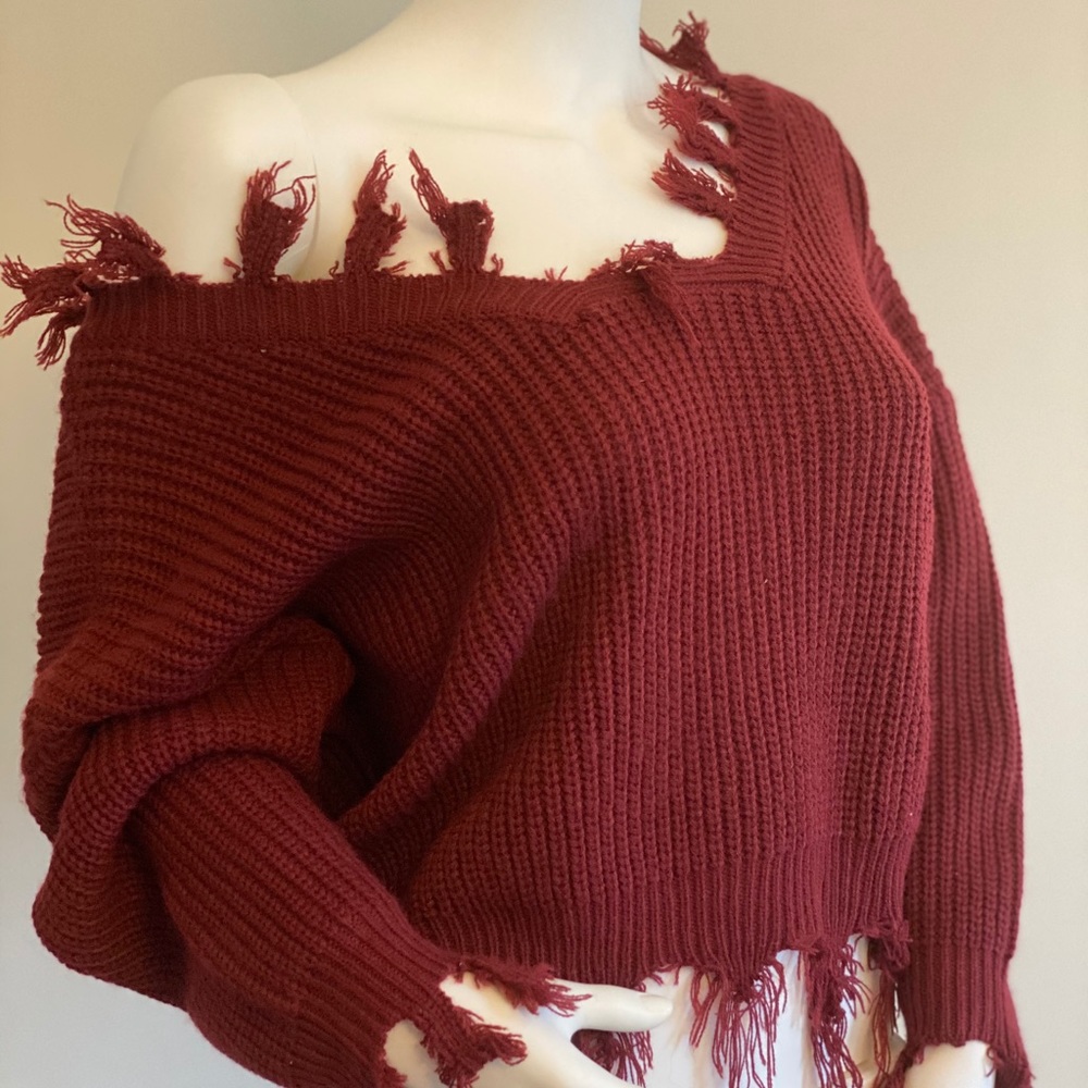 Zaful Red Ripped V-Neck